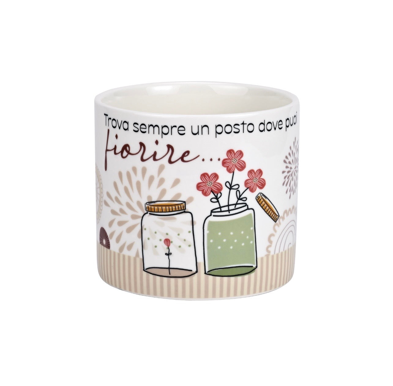 Contenitore/Cachepot in Porcellana con messaggio "POSITIVETIME" di WALD