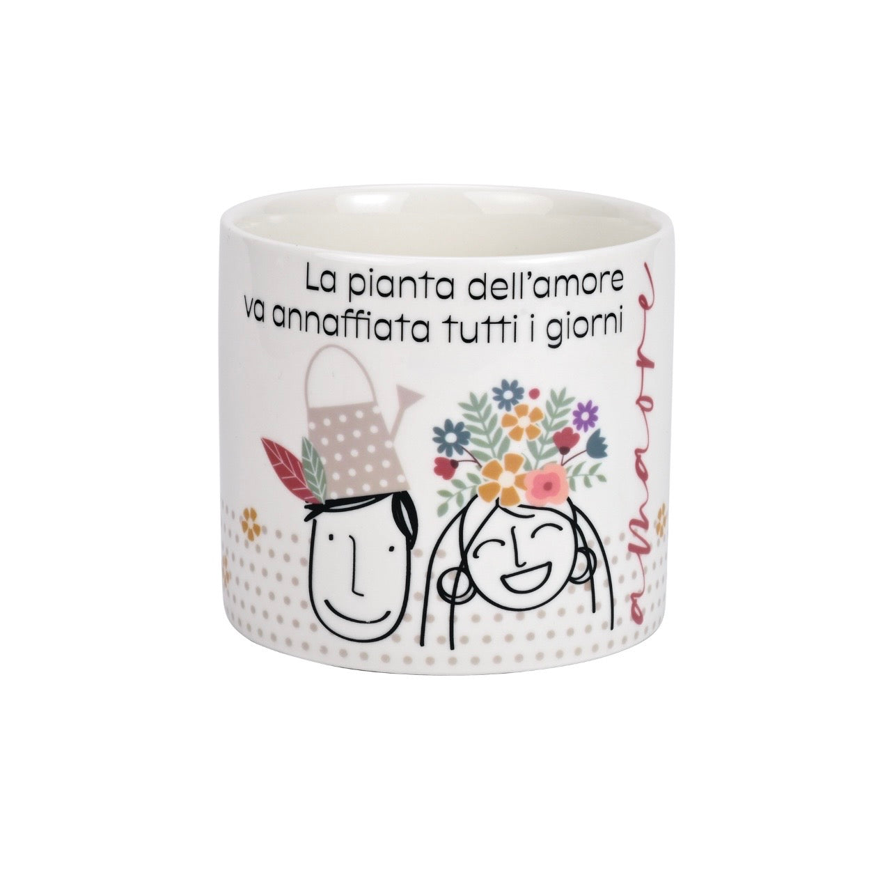 Contenitore/Cachepot in Porcellana con messaggio "POSITIVETIME" di WALD