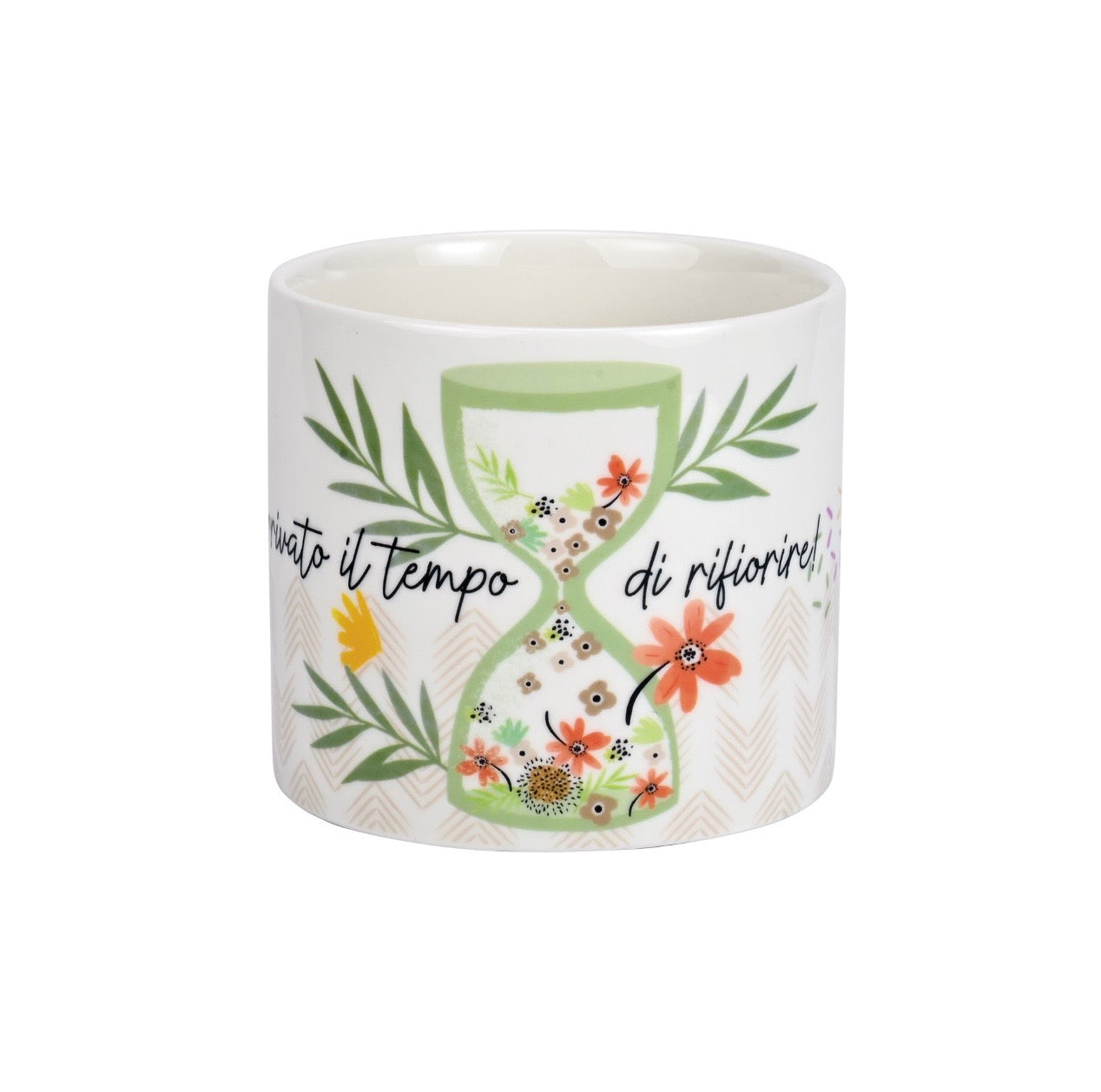 Contenitore/Cachepot in Porcellana con messaggio "POSITIVETIME" di WALD