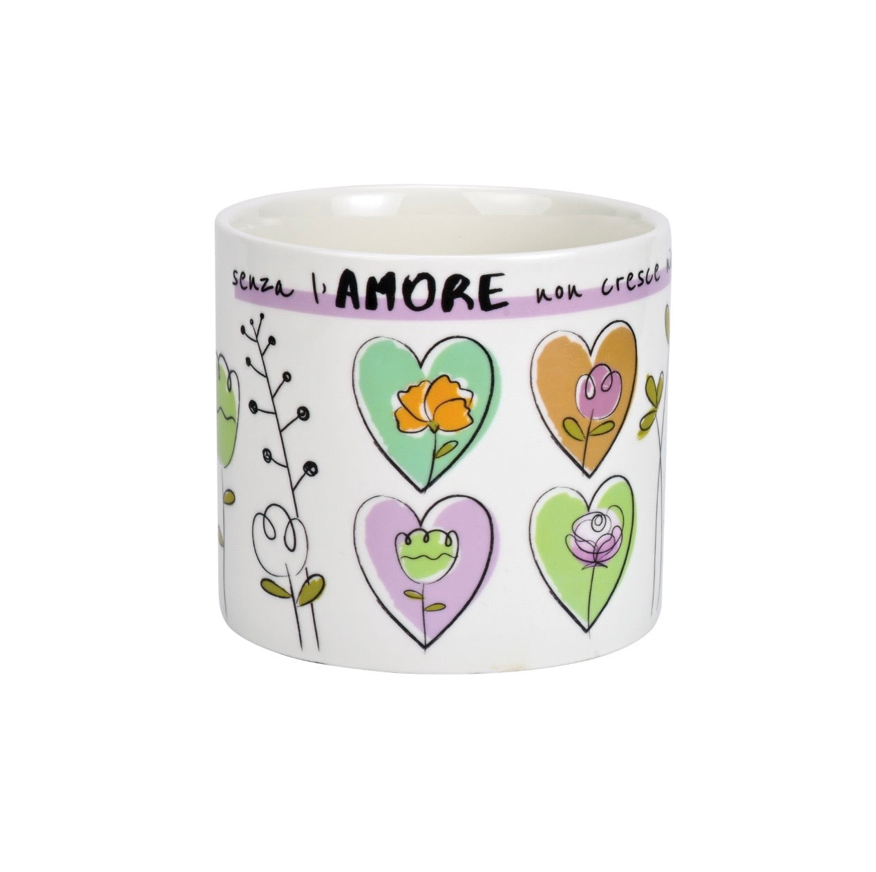 Contenitore/Cachepot in Porcellana con messaggio "POSITIVETIME" di WALD