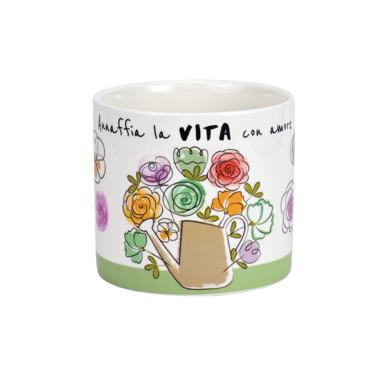 Contenitore/Cachepot in Porcellana con messaggio "POSITIVETIME" di WALD