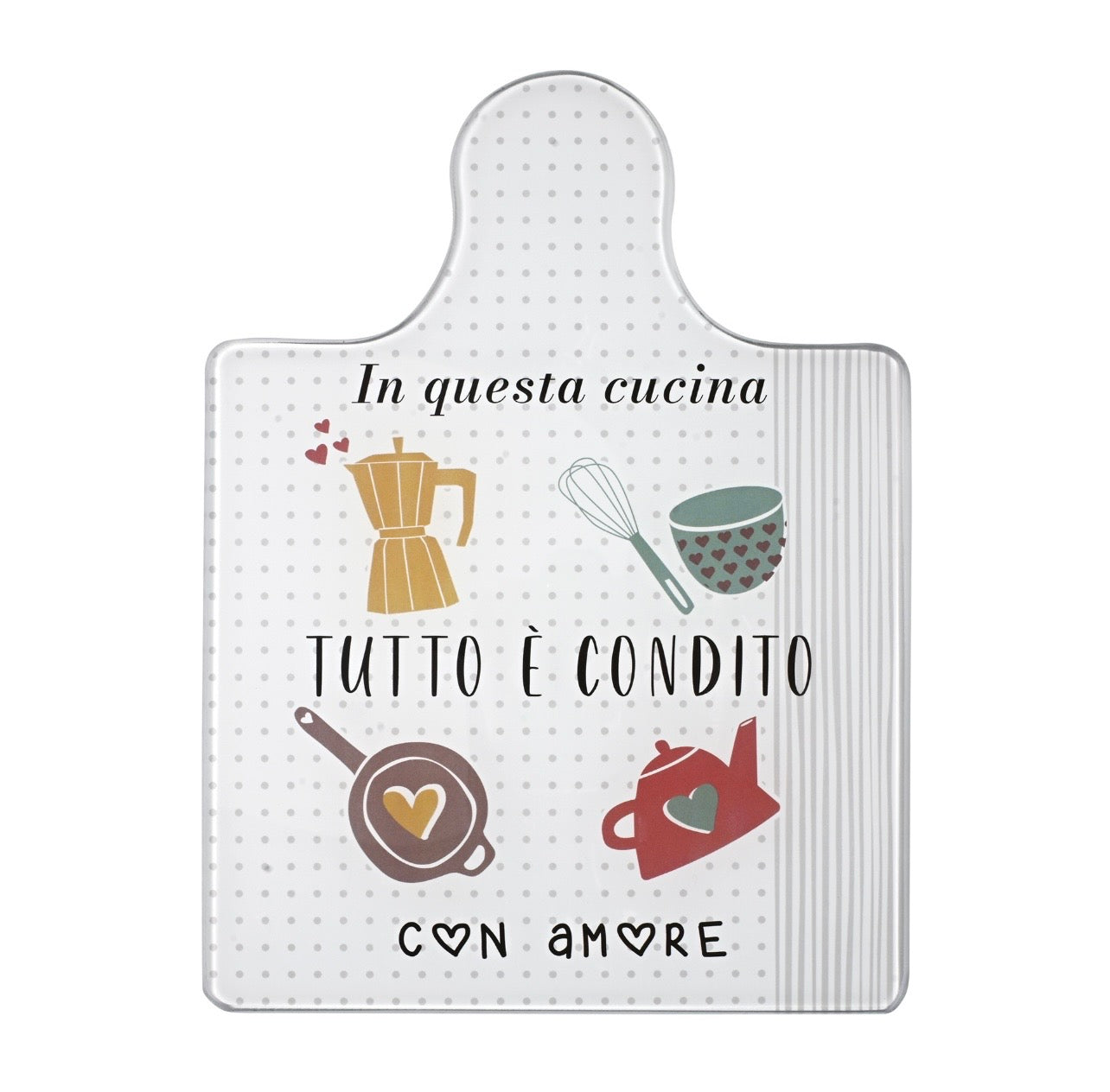 SOTTOPENTOLA/TAGLIERE IN VETRO TEMPERATO CON MESSAGGIO POSITIVE TIME DI WALD