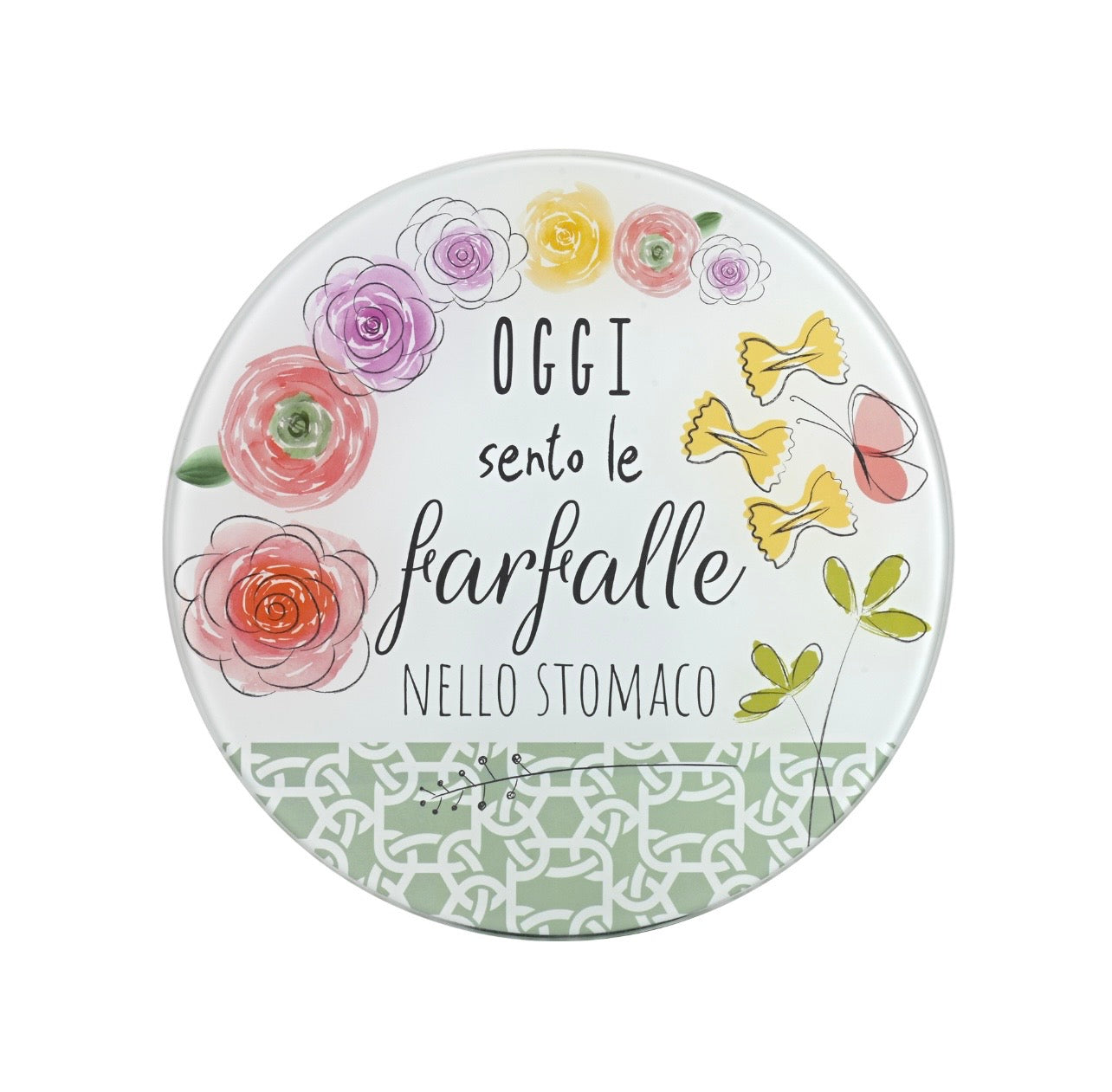 SOTTOPENTOLA IN VETRO TEMPERATO CON MESSAGGIO POSITIVE TIME DI WALD