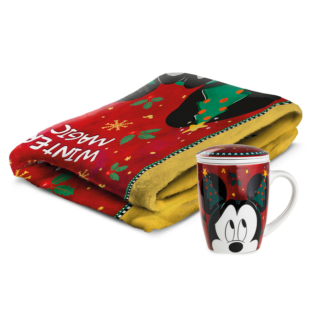 Plaid con tazza colazione. Mickey Mouse. Winter Magic. Collezione EGAN